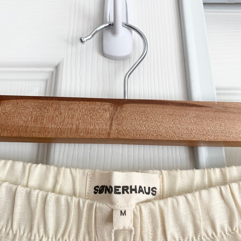 NWT Sonderhaus The West Embroidered 100% Linen Short Crema Medium - Picture 6 of 8